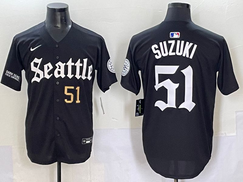 Men 2025 Seattle Mariners 51 Suzuki Five generations Joint Name Nike MLB Jersey style 7